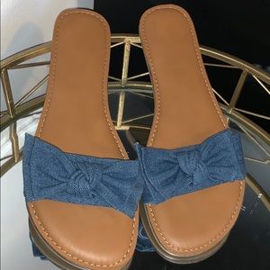 Jean color bow sandals